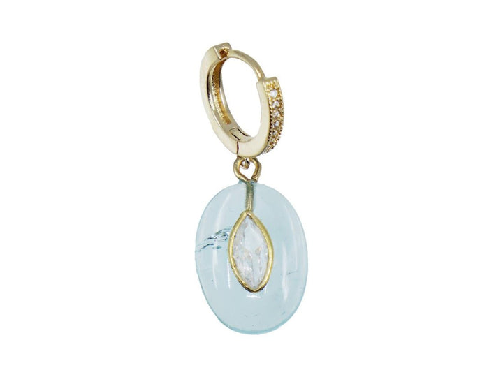 Aquamarine Drop Earring with White Topaz