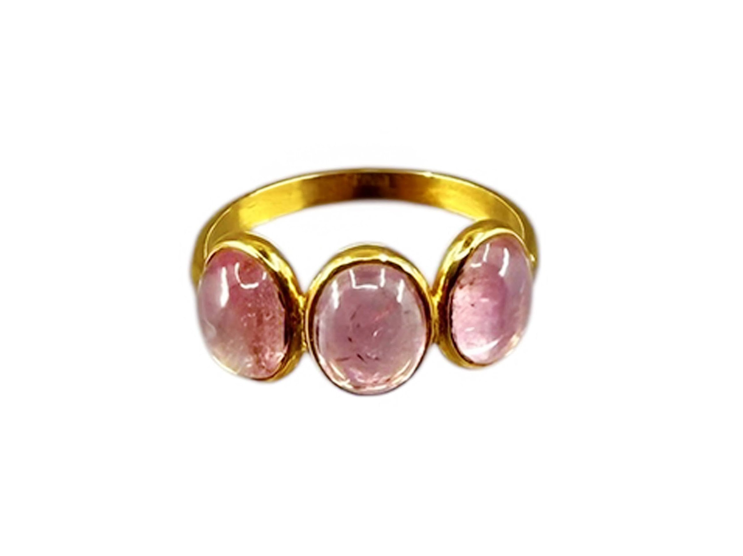 Pink Tourmaline 3-Stone Ring