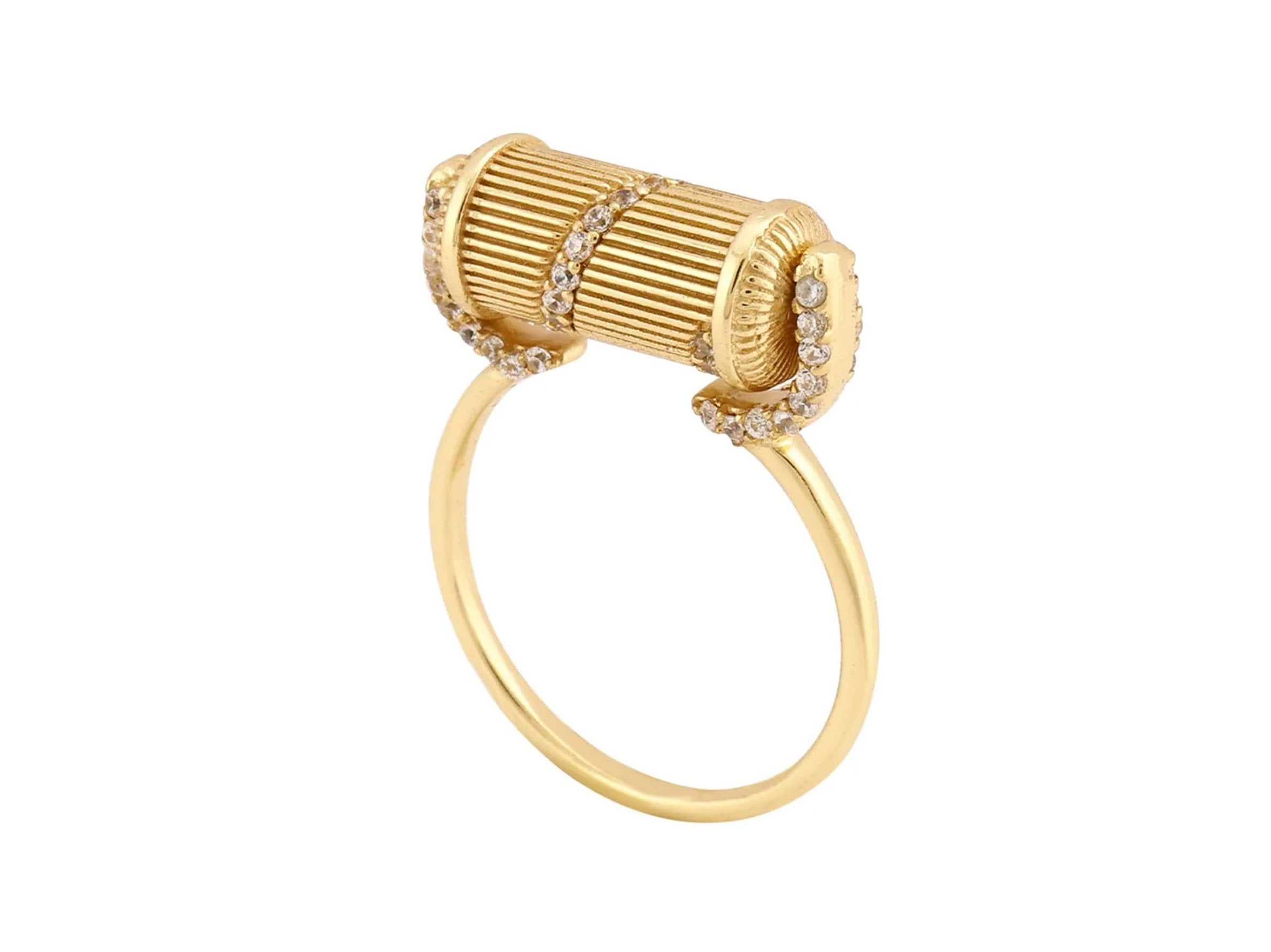 Gold Spiral Ring with Crystals