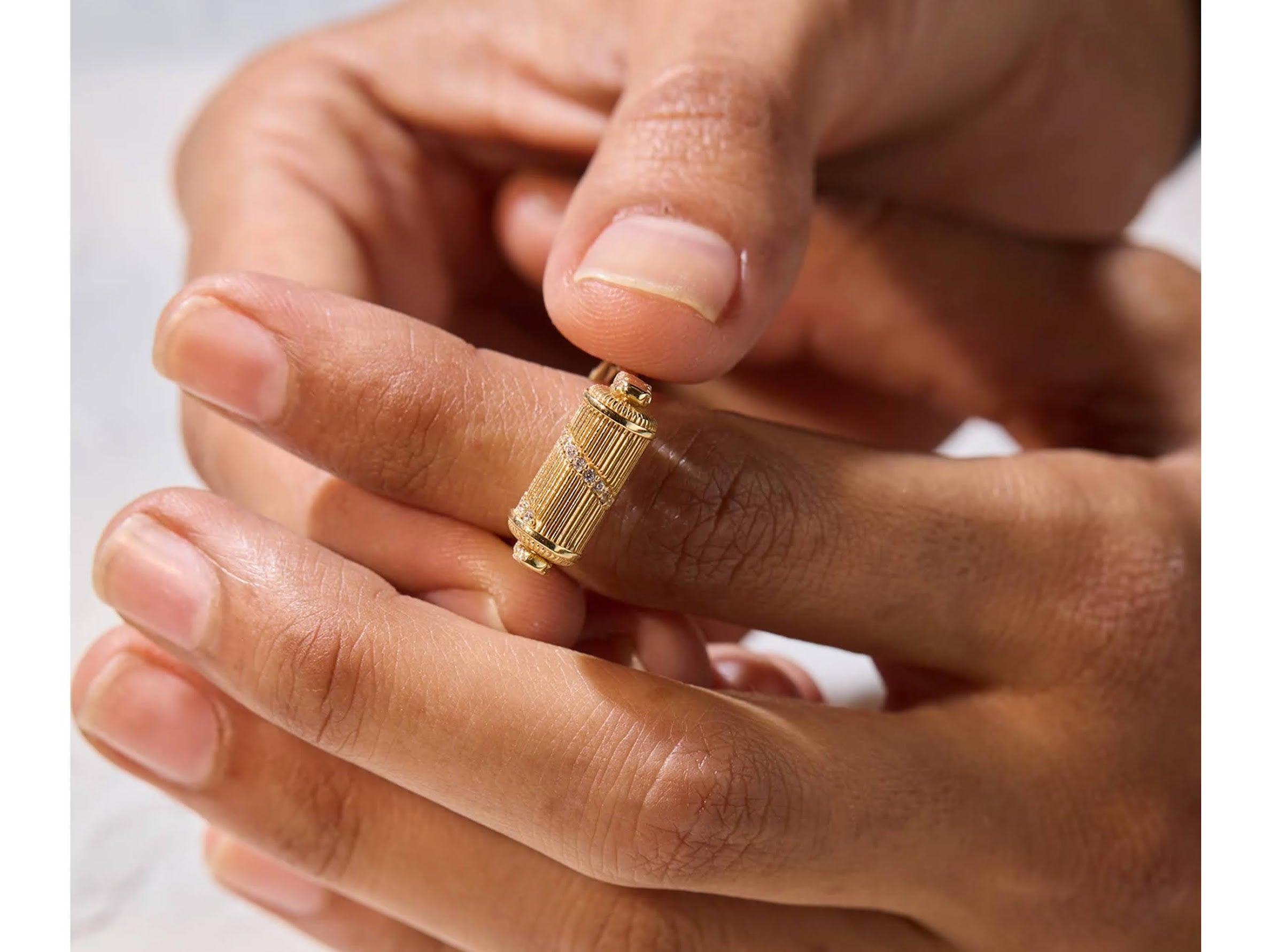 Gold Spiral Ring with Crystals