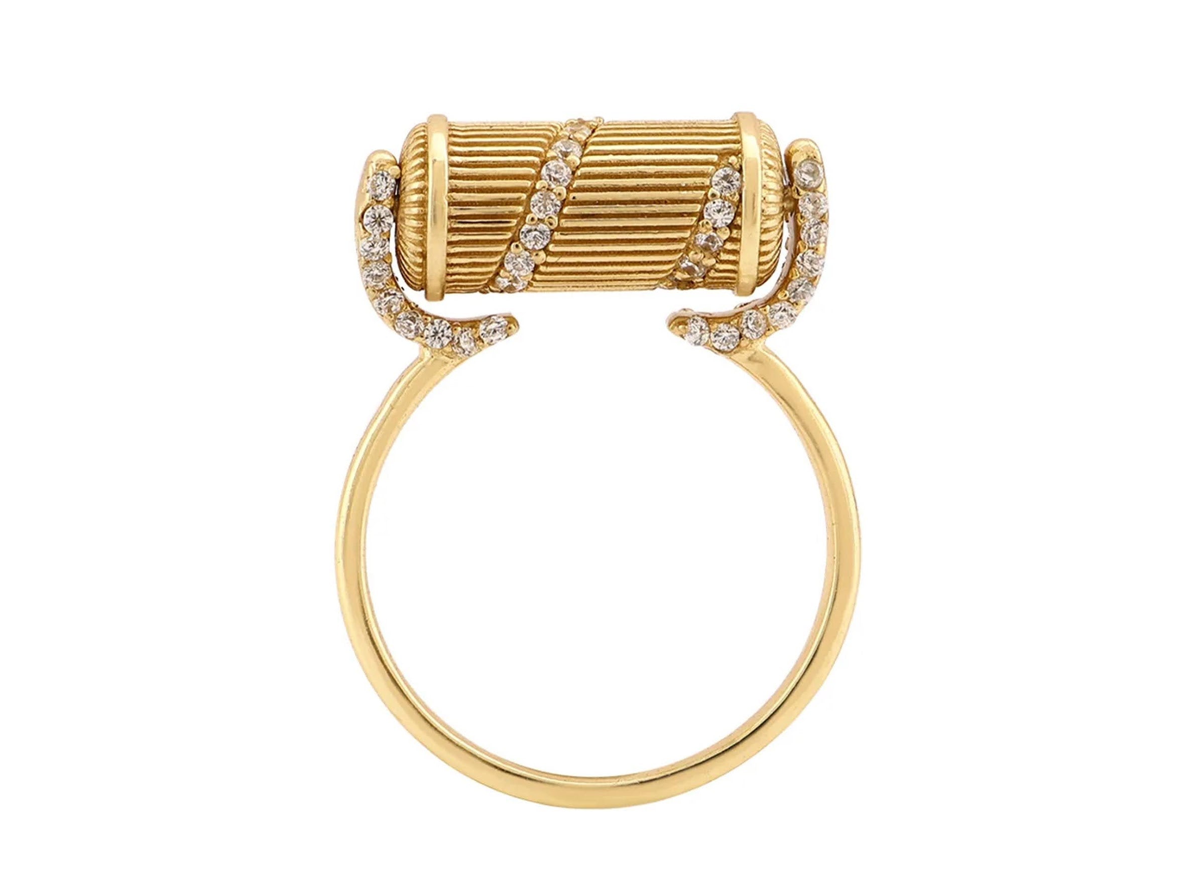 Gold Spiral Ring with Crystals