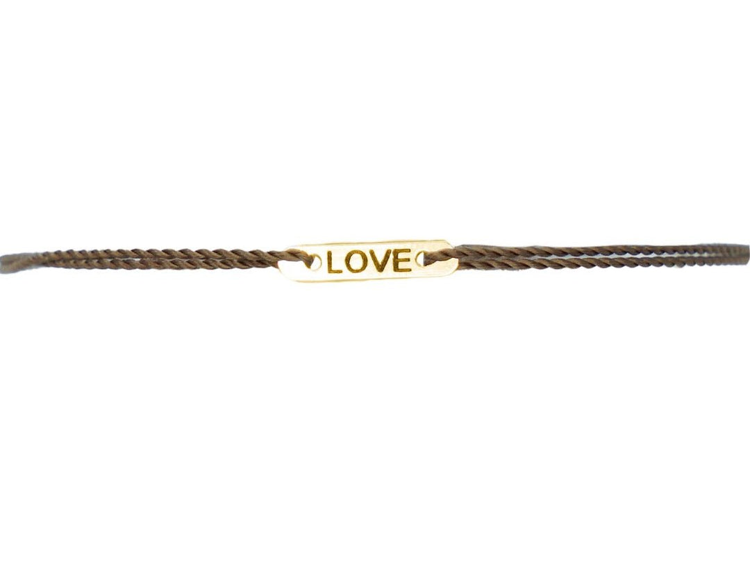14k and Camel Cord Bracelet with Engraved LOVE