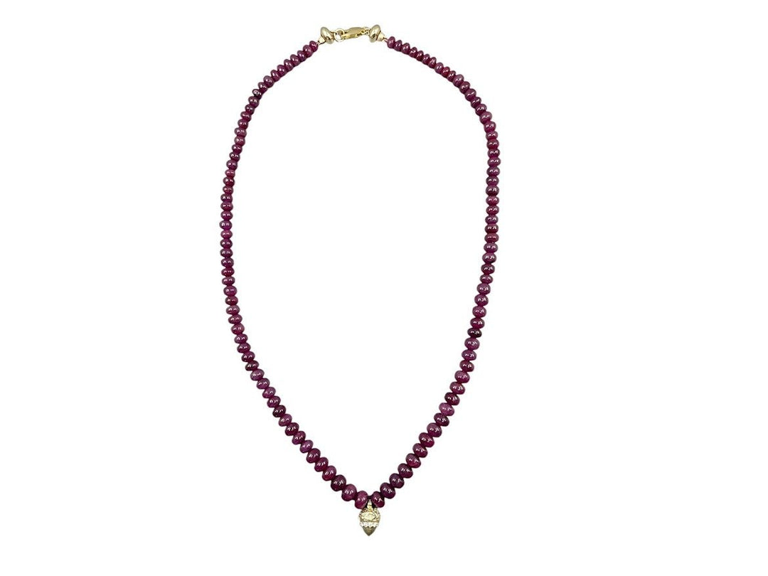 Garnet Strand Necklace with Acorn Charm