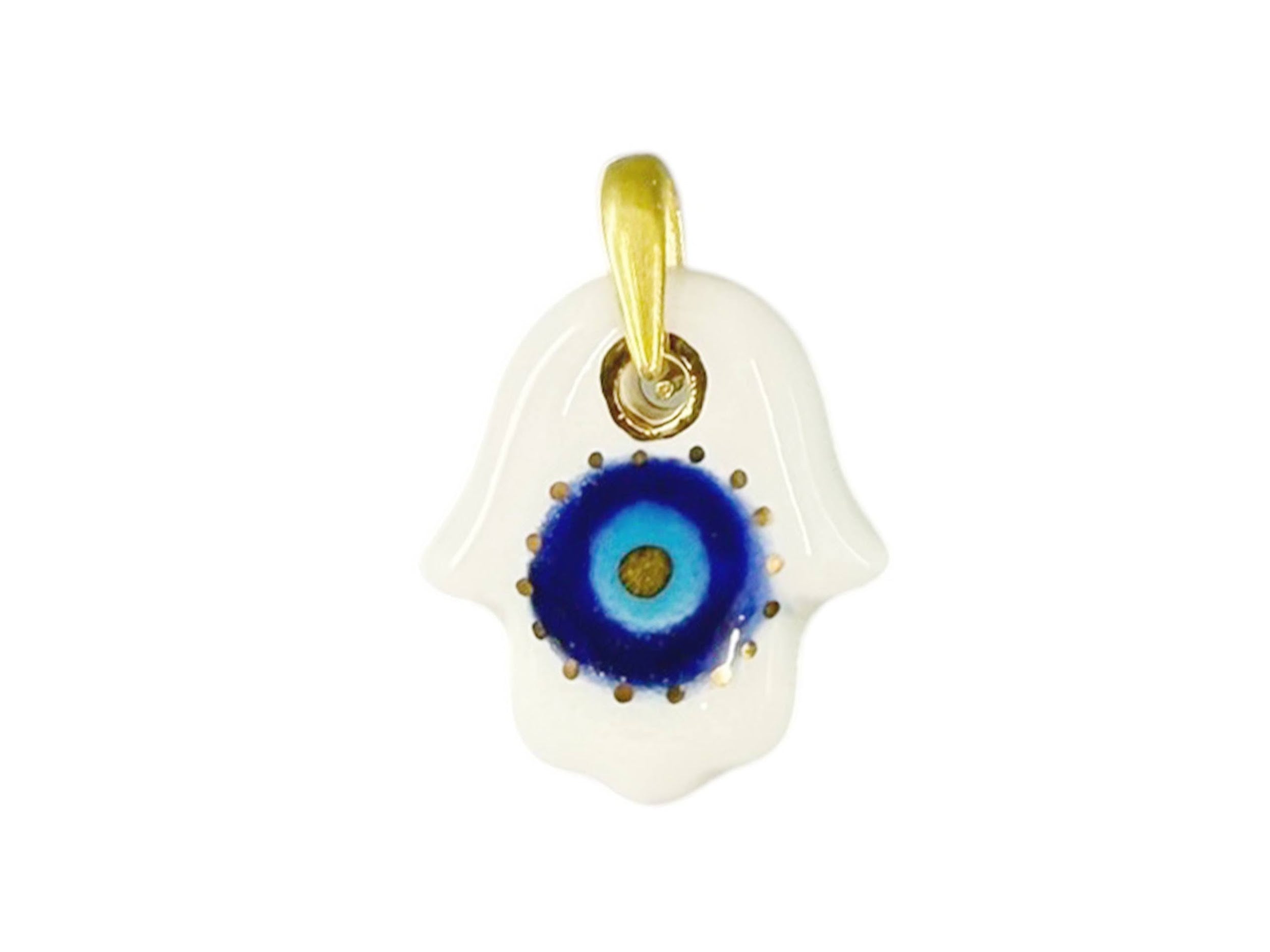 Handpainted Italian Porcelain White and Navy Small Hamsa Charm