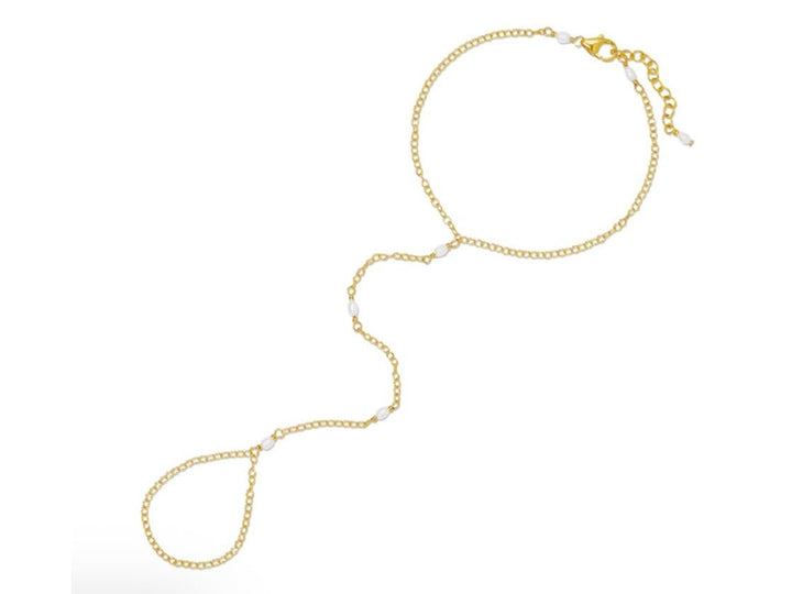 Gold and Pearl Hand Chain