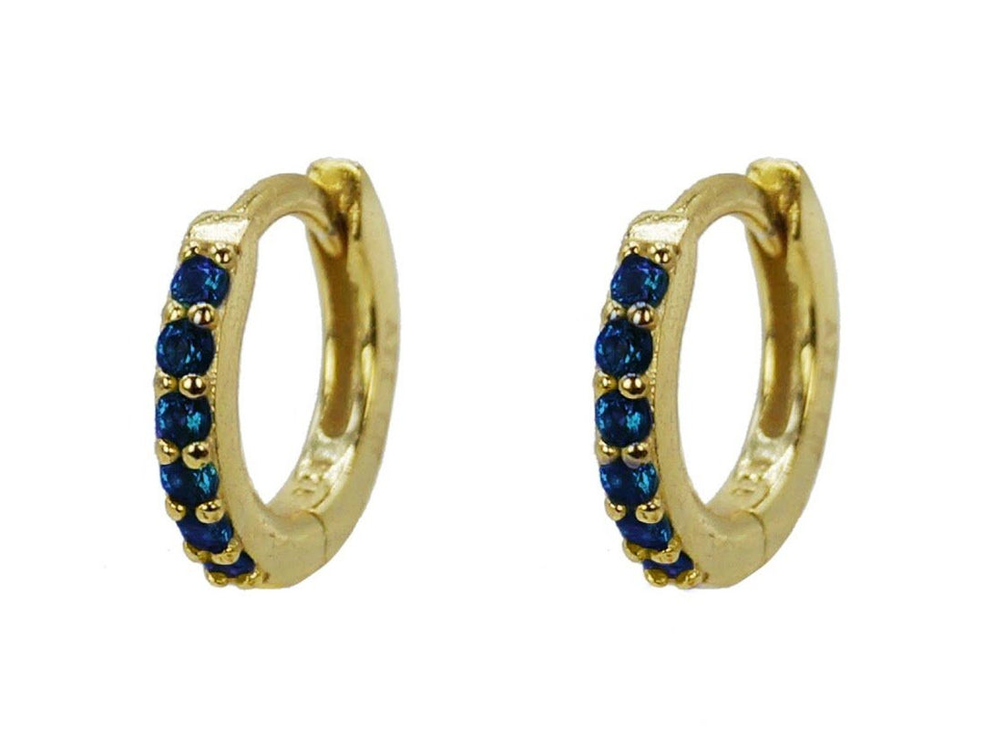 Faux Sapphire Huggie Hoops