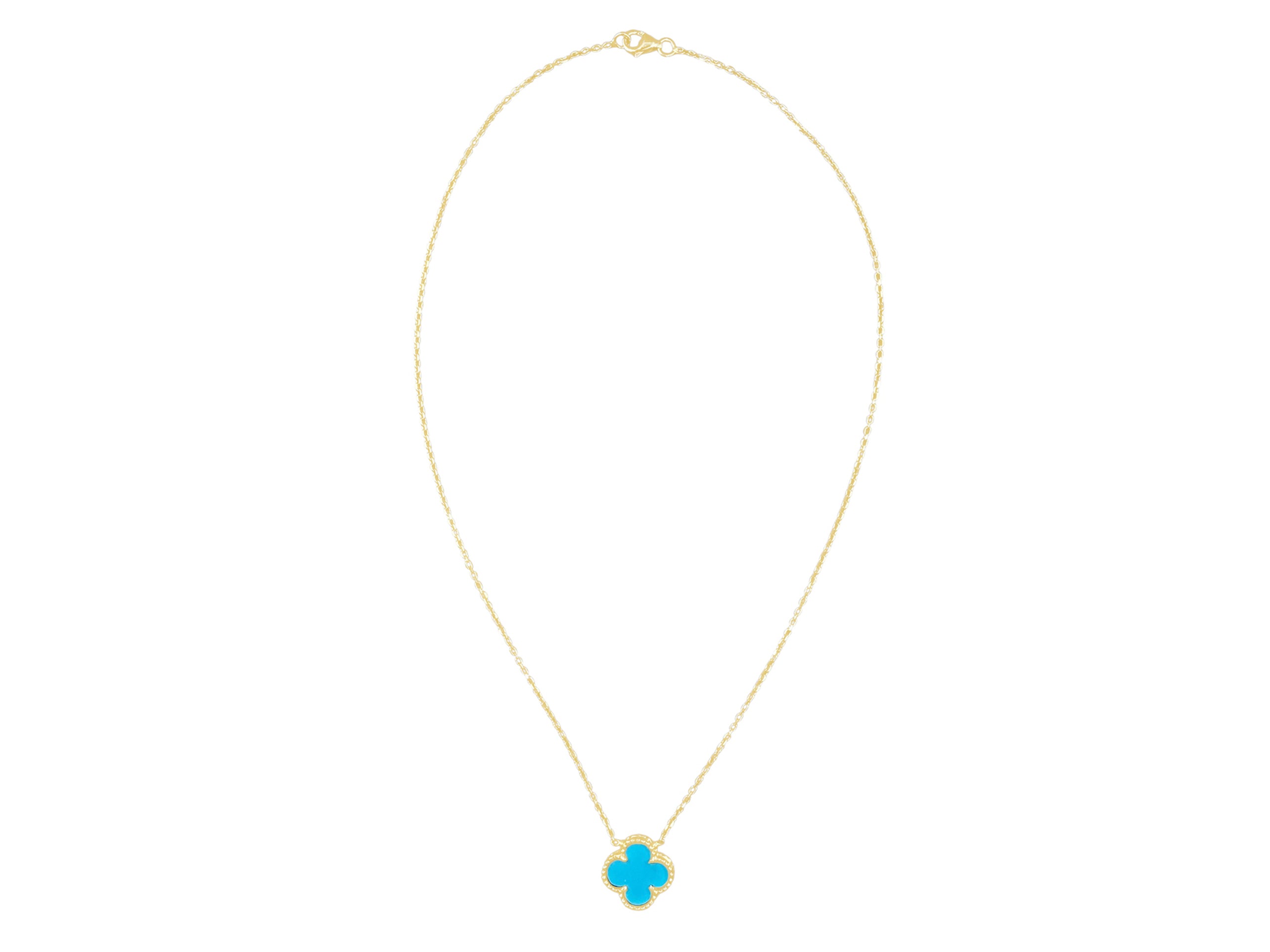 14k Turquoise Clover Charm Necklace