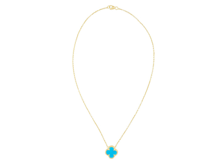 14k Turquoise Clover Charm Necklace