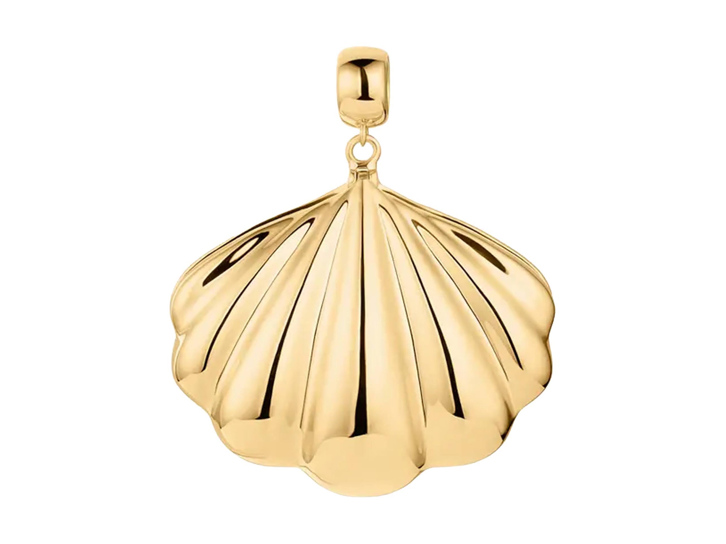 Gold Clam Shell Locket Charm