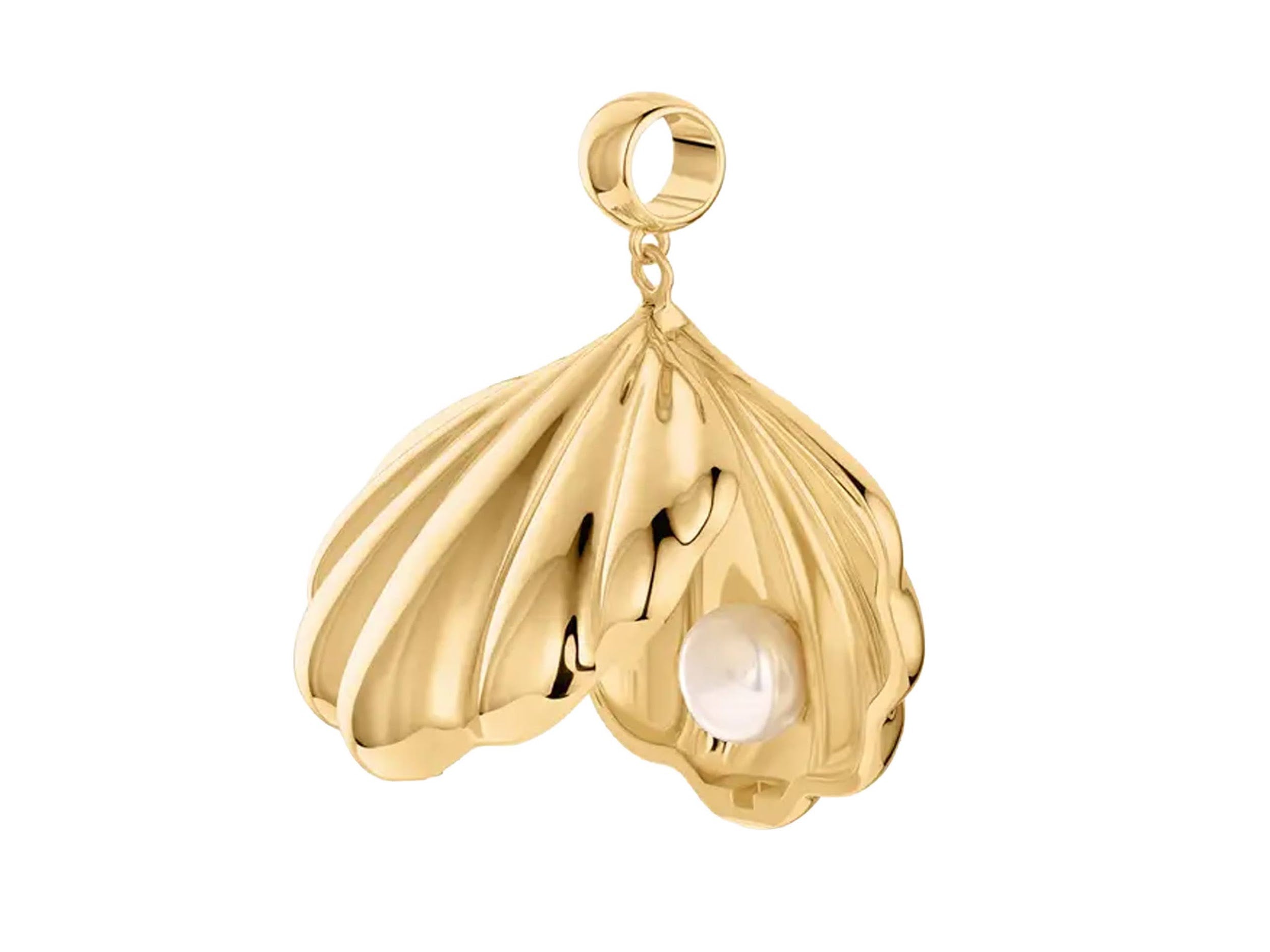 Gold Clam Shell Locket Charm