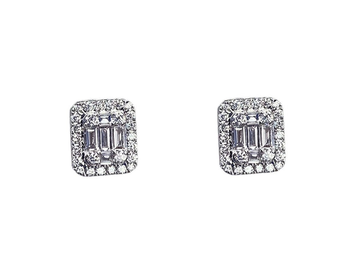 18k Illusion Diamond Stud Earrings