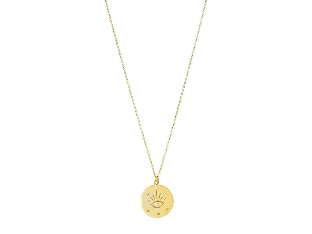 Gold Evil Eye Medallion Necklace