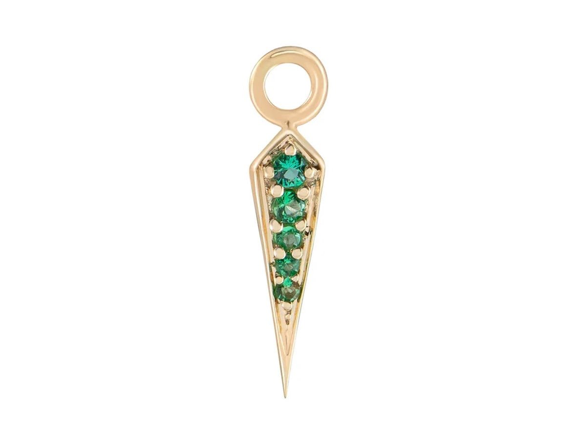 9k Long Point Rhombus Charm with Emeralds