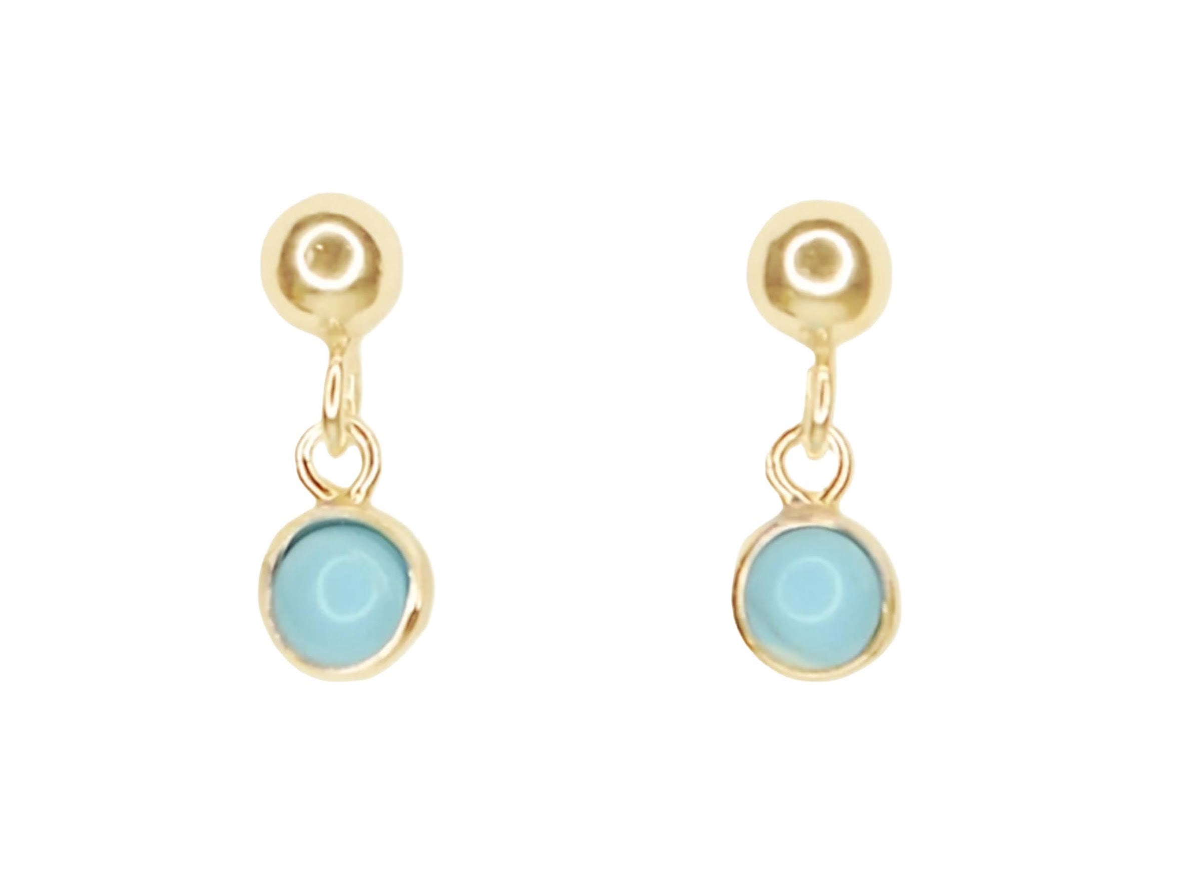 Tiny Turquoise Drop Stud Earrings
