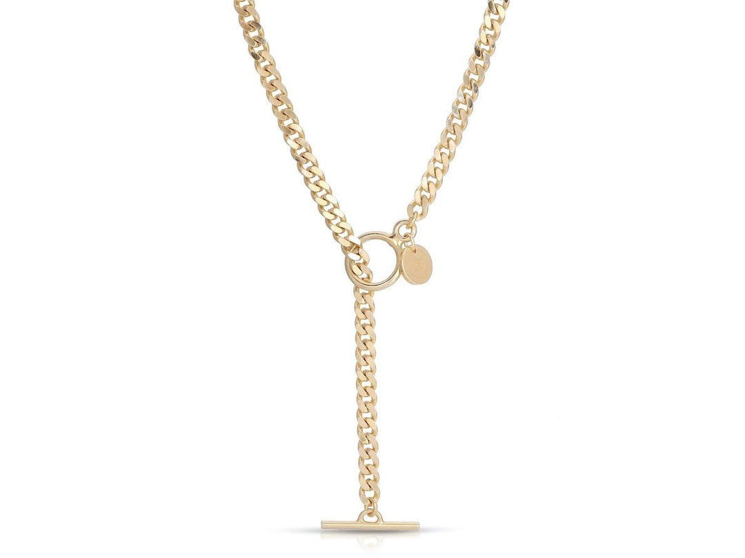 Gold Curb Chain Convertible Lariat Necklace