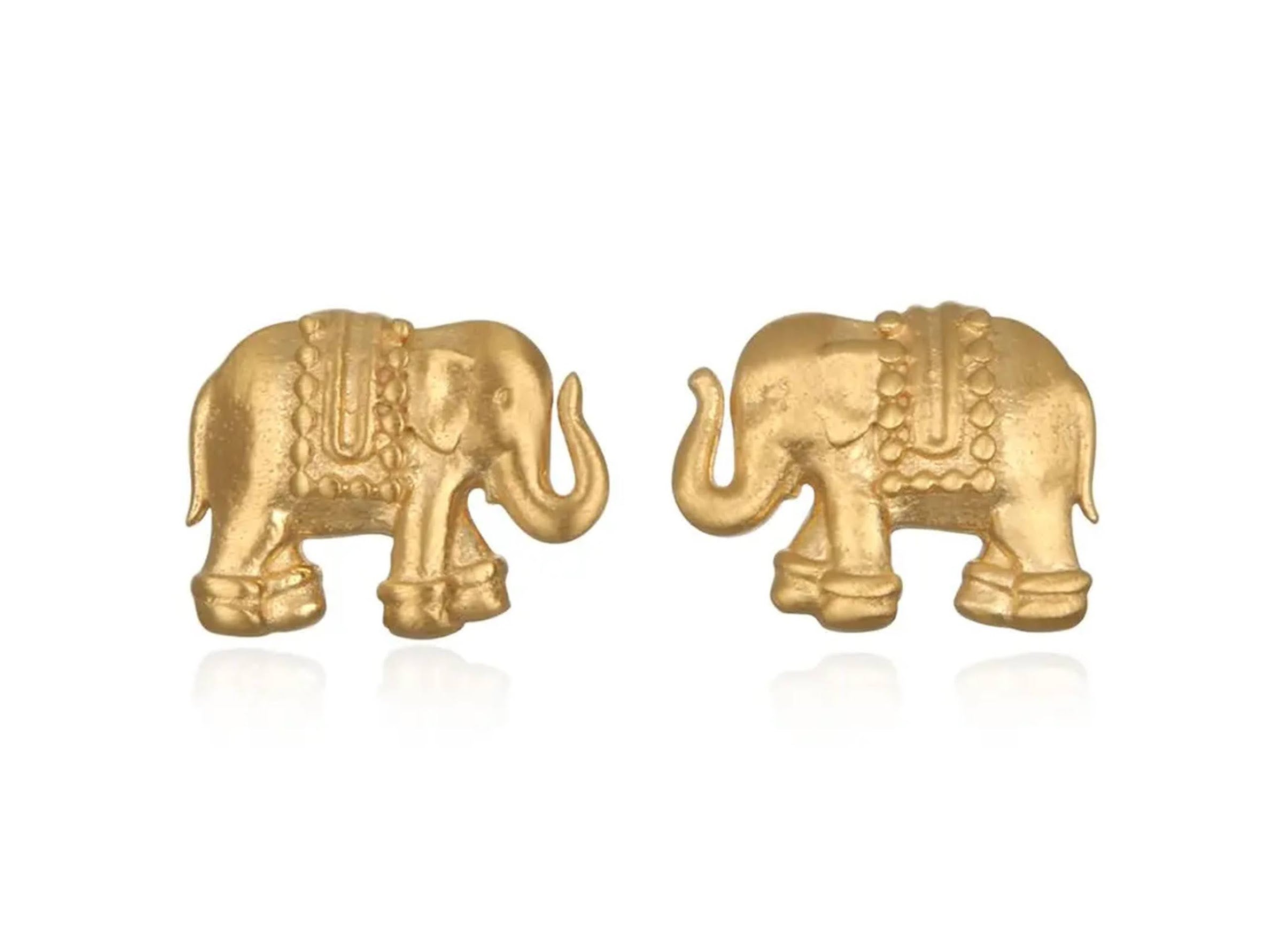 Gold Elephant Stud Earrings