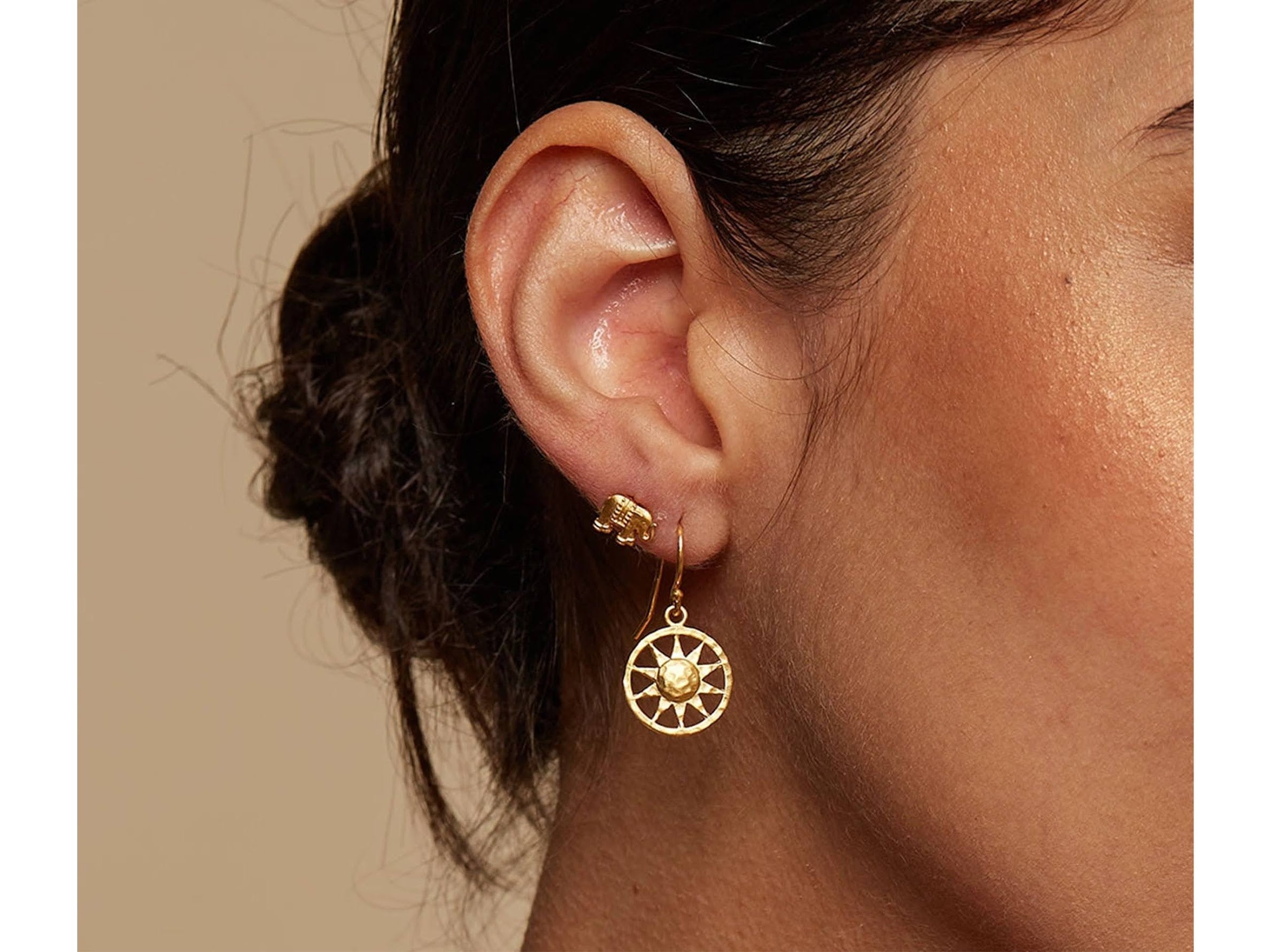 Gold Elephant Stud Earrings