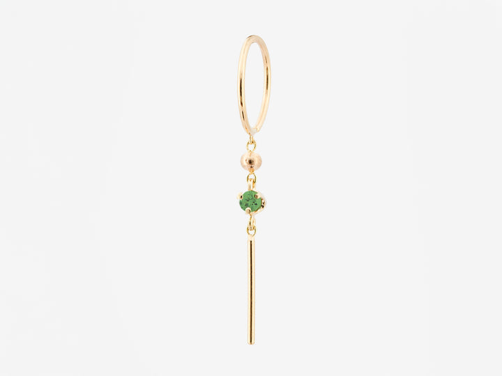 14k Huggie Hoop with Emerald and Dangler