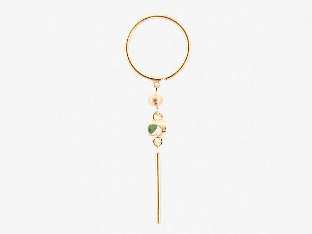 14k Huggie Hoop with Emerald and Dangler