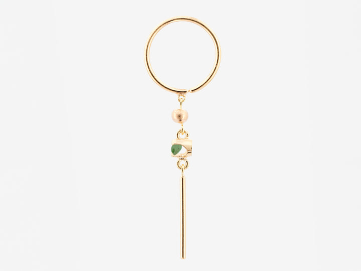 14k Huggie Hoop with Emerald and Dangler