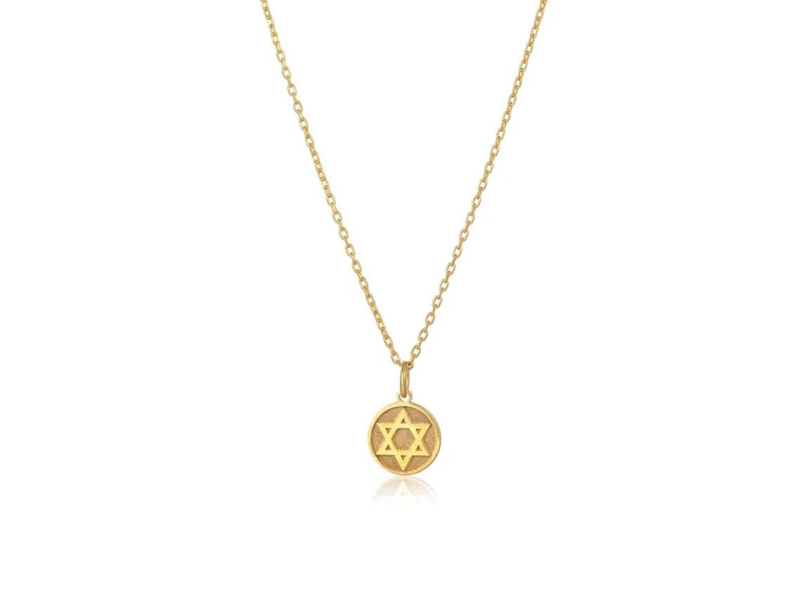 Gold Star of David Charm Necklace