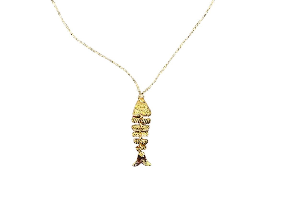 Gold Articulated Fish Charm Necklace