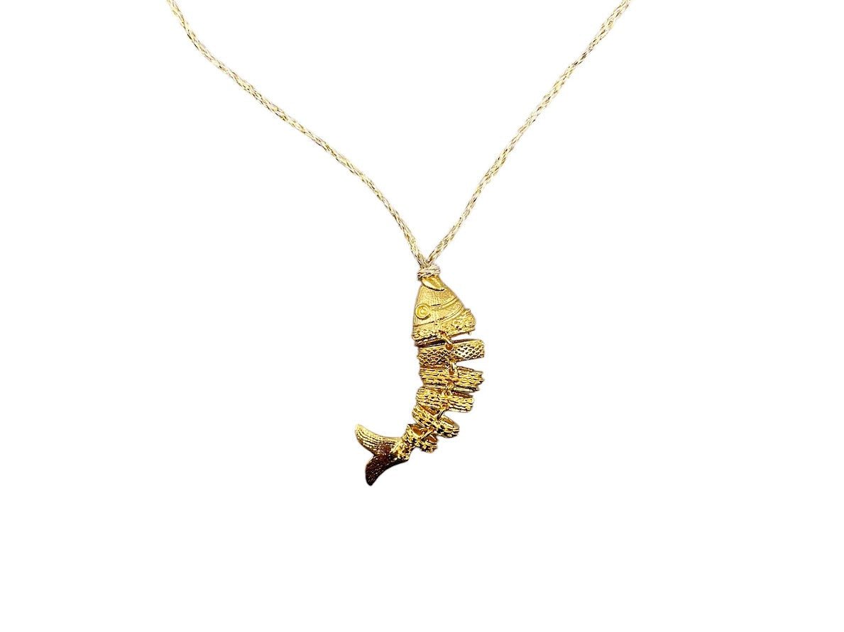 Gold Articulated Fish Charm Necklace