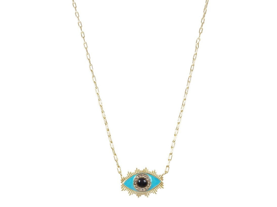 Gold Enamel Evil Eye Necklace