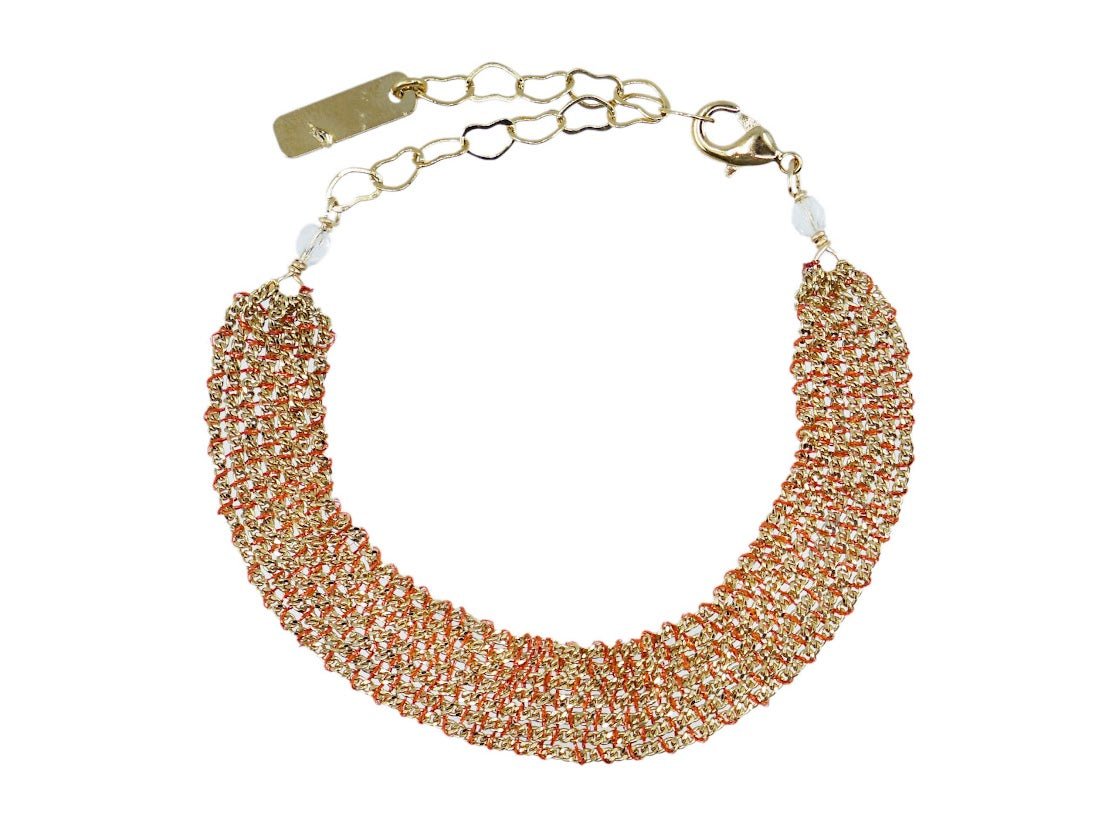 Gold and Orange Chain Bracelet