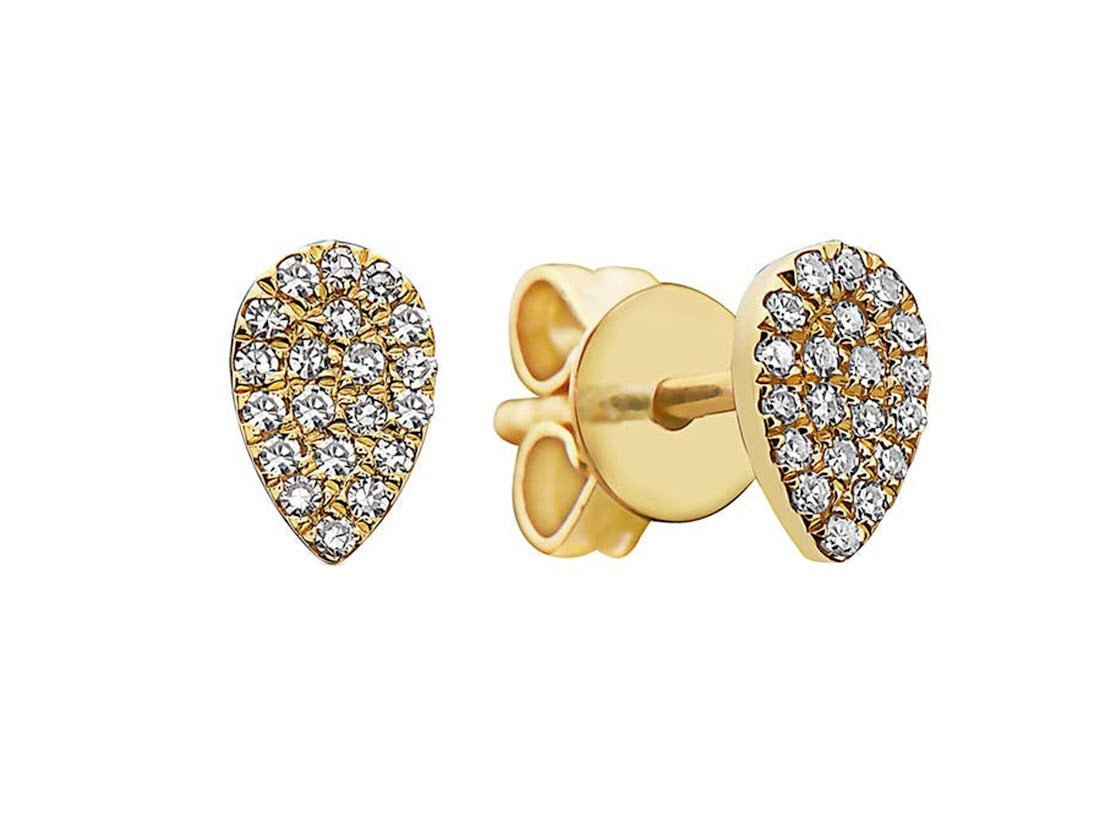 14k Pear-Shaped Diamond Stud Earrings