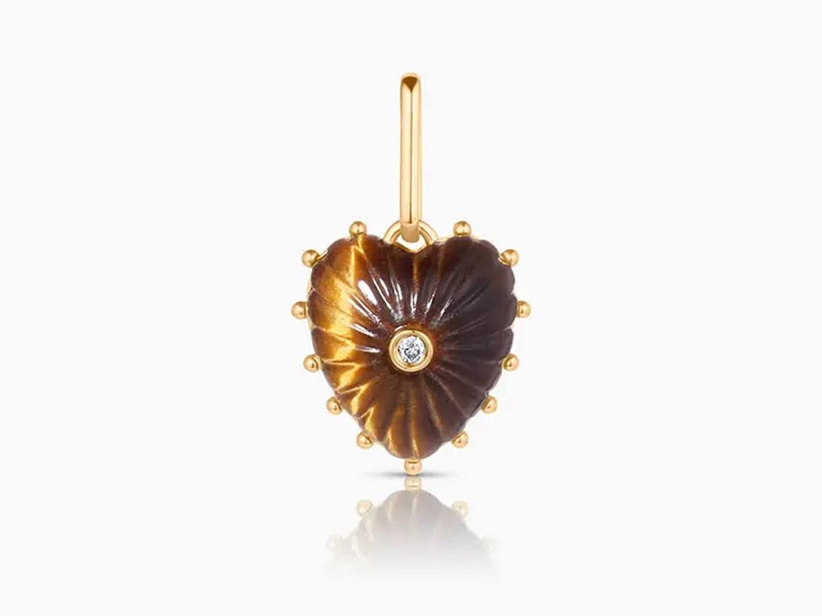 Small Carved Tiger Eye Heart Charm