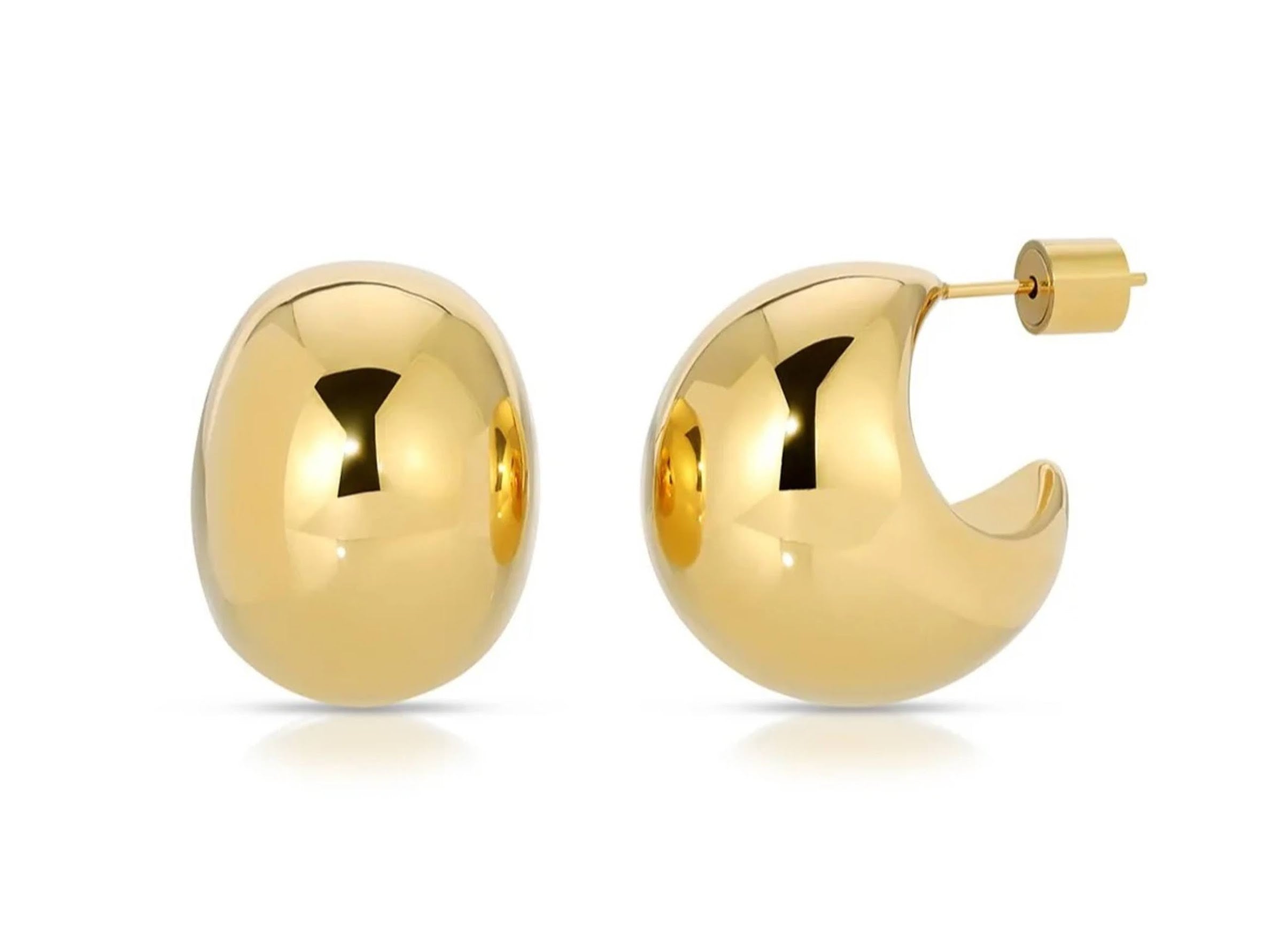 Gold Chunky Dome Hoop Earrings