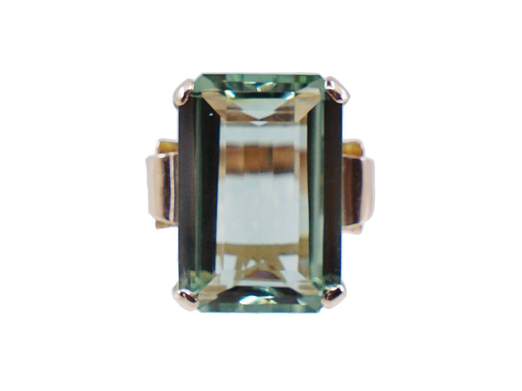 14k Mounting Ring with Emerald Cut Prasiolite