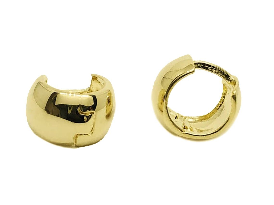 Gold Chunky Clipper Huggie Hoop Earrings
