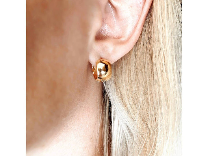 Gold Chunky Clipper Huggie Hoop Earrings