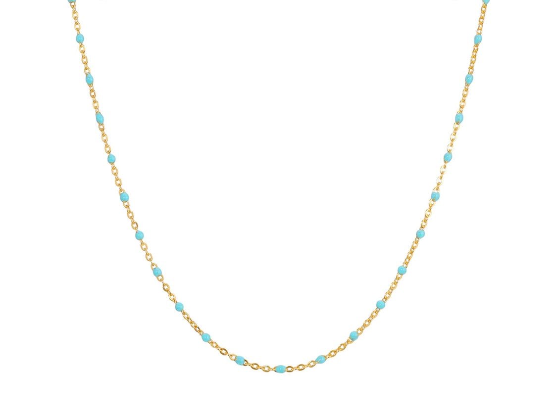Turquoise Enamel Dotted Chain