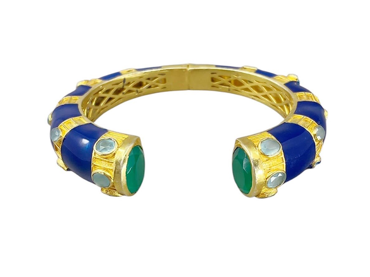 Blue Enamel Cuff with Chrysoprase