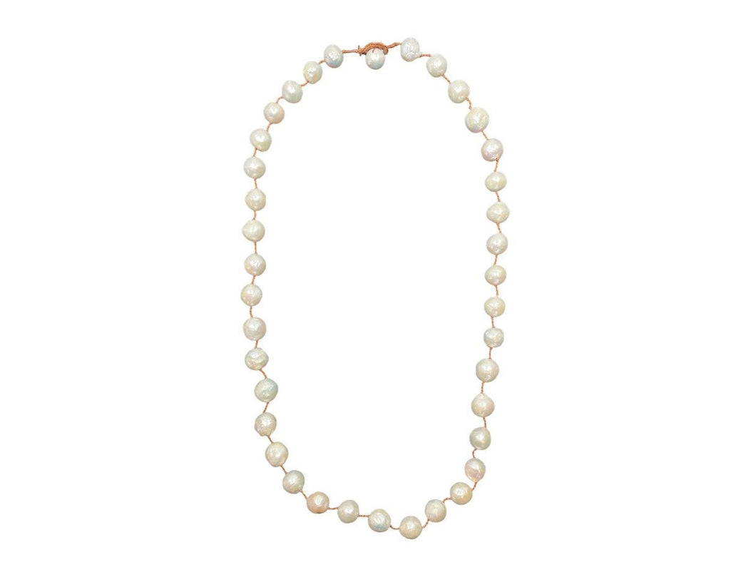 Chunky Pearl Necklace with Button Closure