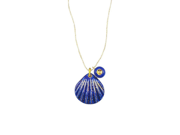 Handpainted Italian Porcelain Navy Shell Charm Necklace