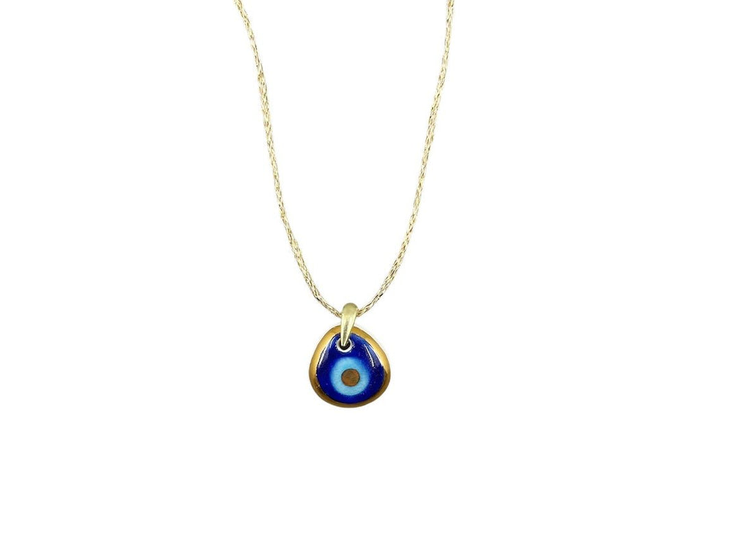 Handpainted Italian Porcelain Navy Evil Eye Charm Necklace