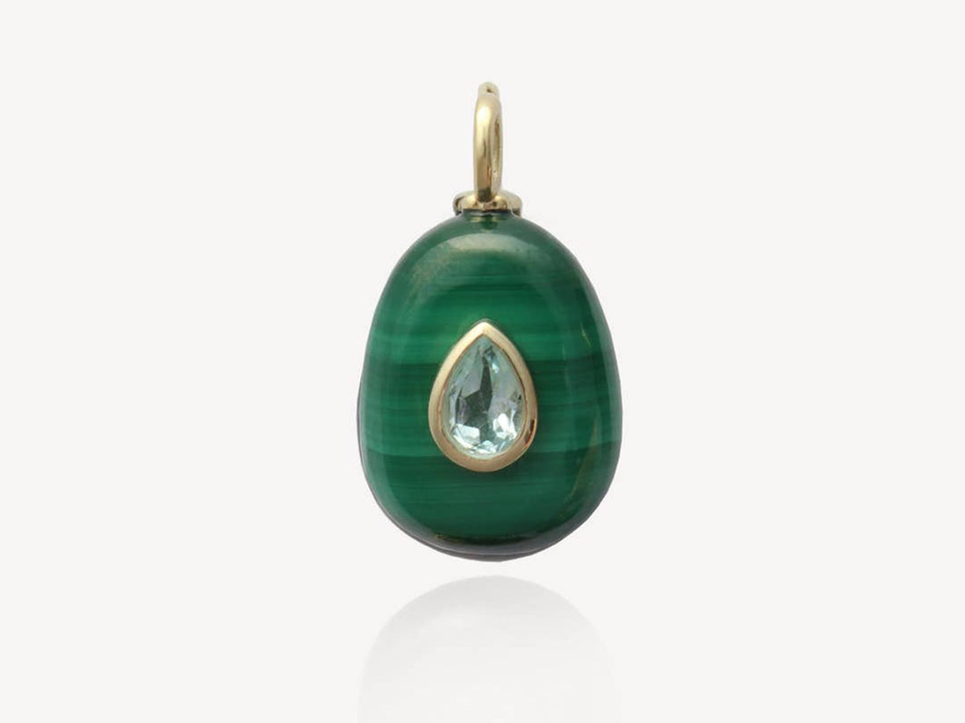 Malachite Egg Charm with Blue Topaz