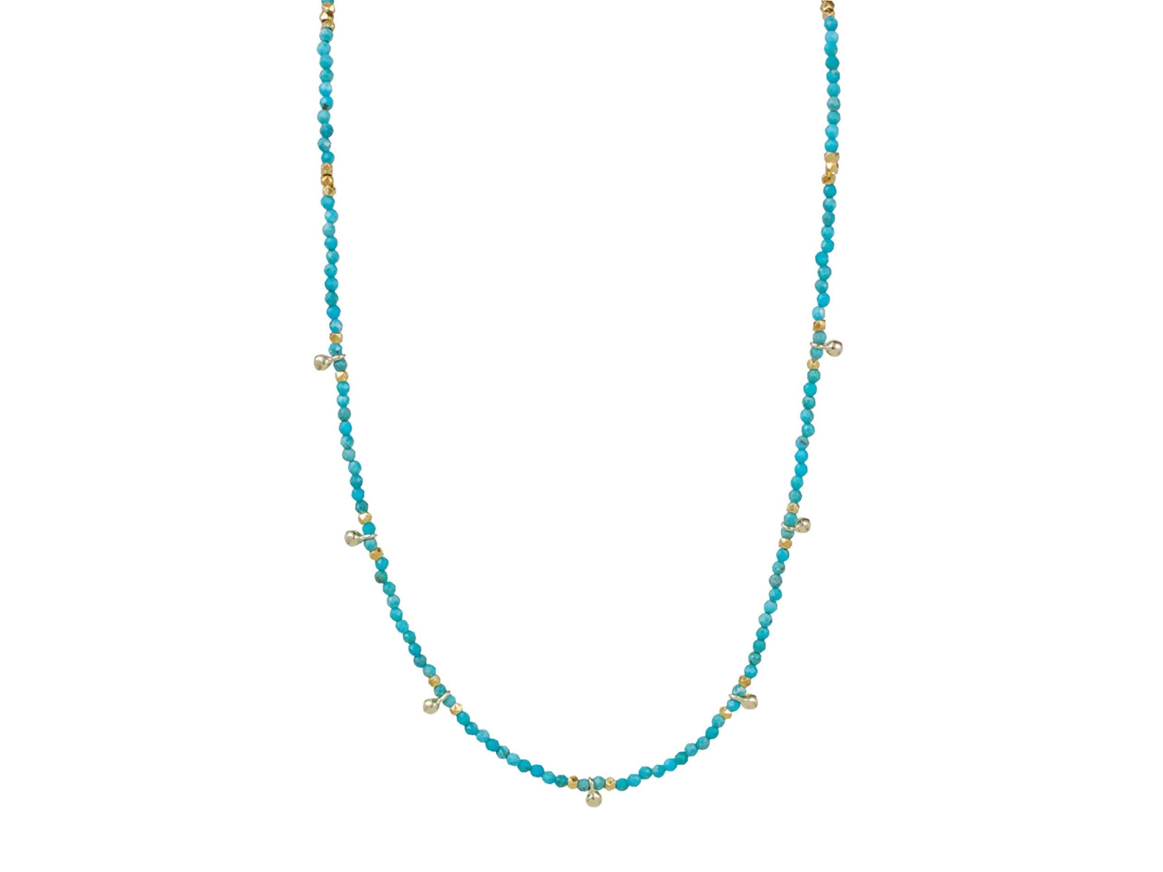 Turquoise and Gold Beads Necklace