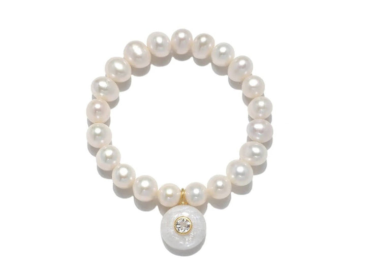 Pearl Bracelet with Moonstone and Topaz Charm