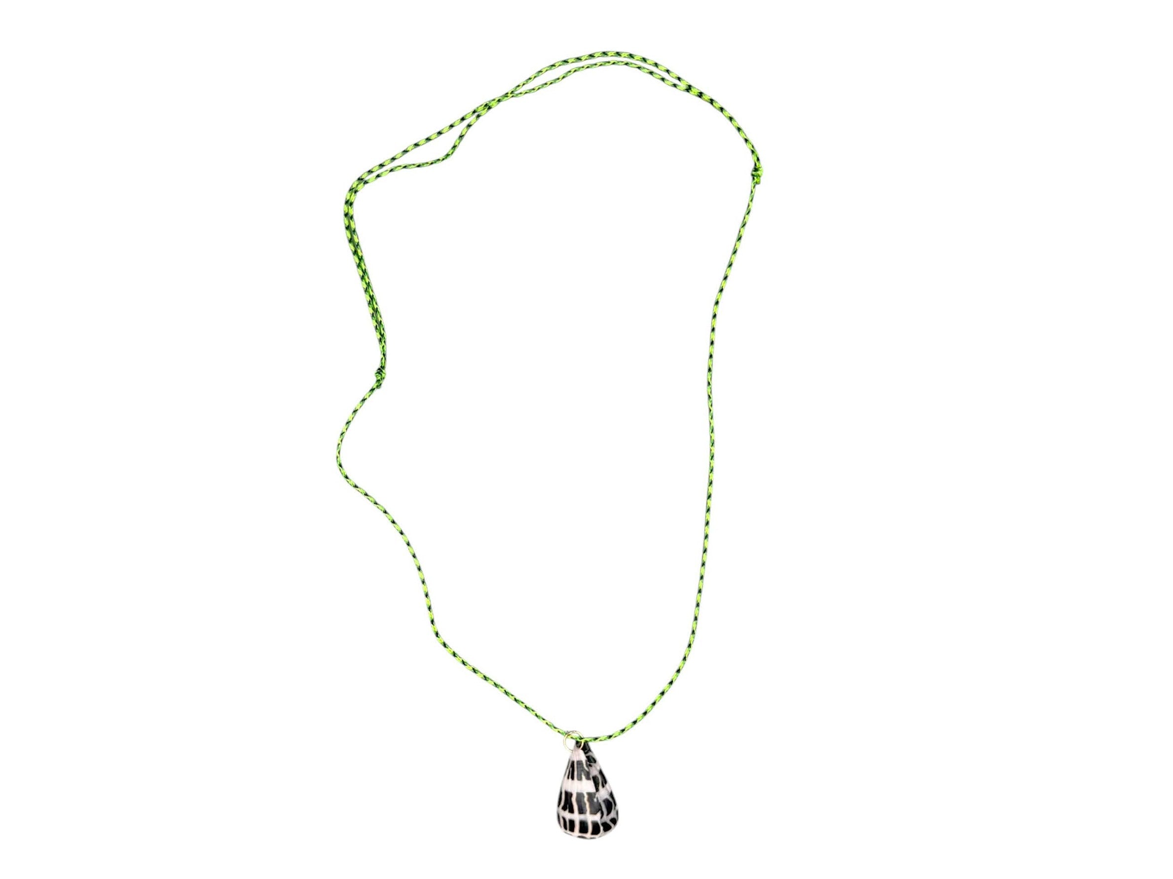 Cone Shell on Green/Black Cord Necklace