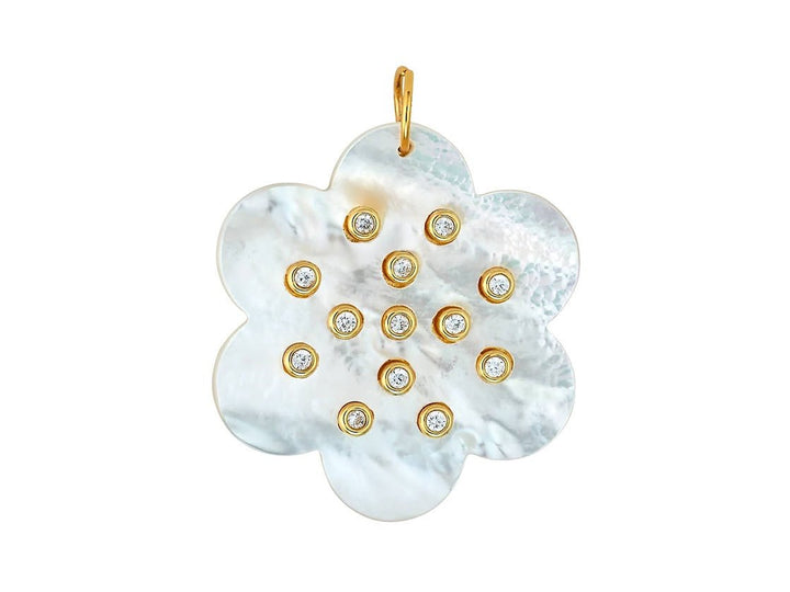 MOP Camellia Pendant with CZs