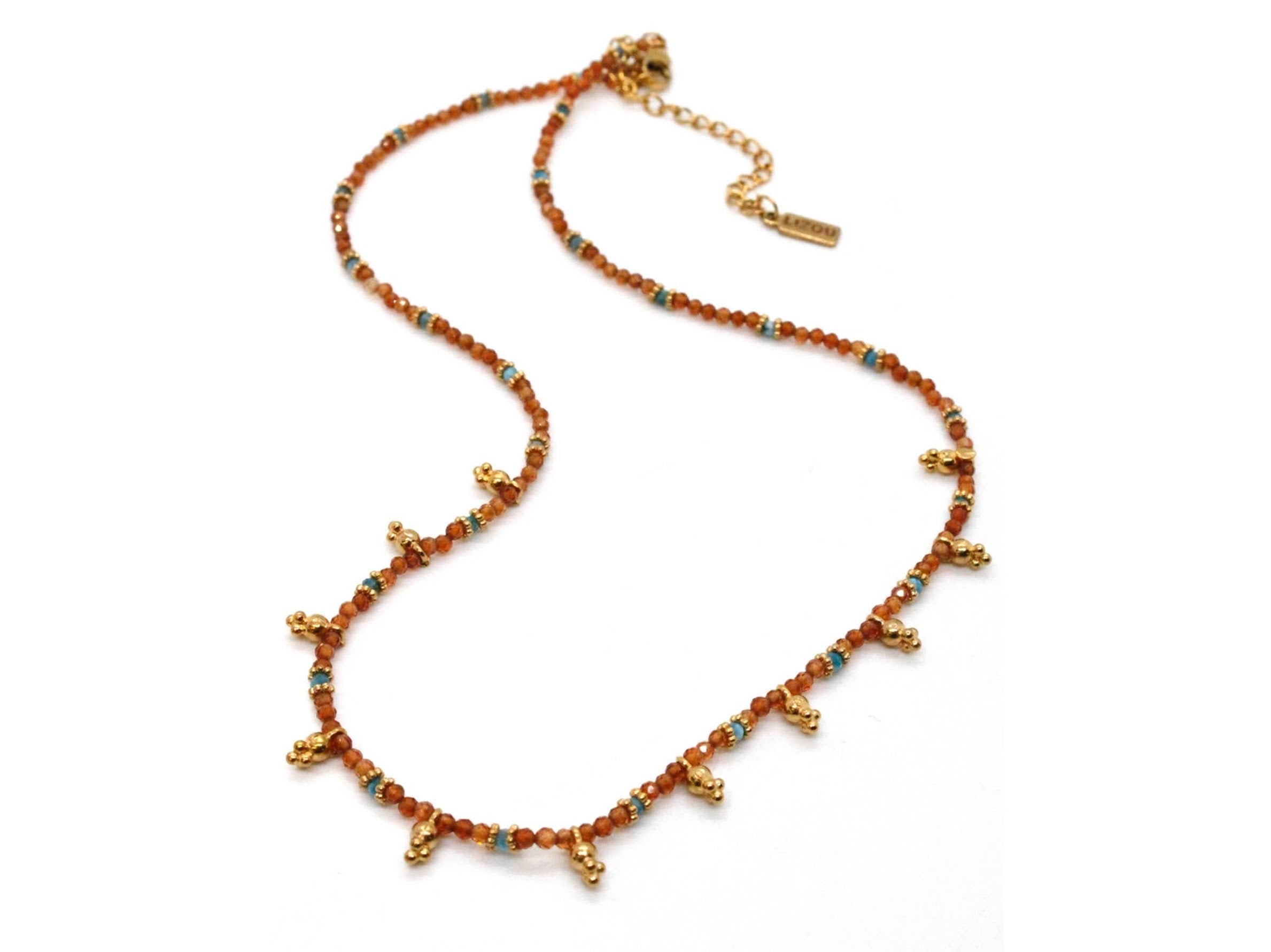 Orange Agate Necklace with Mini Charms