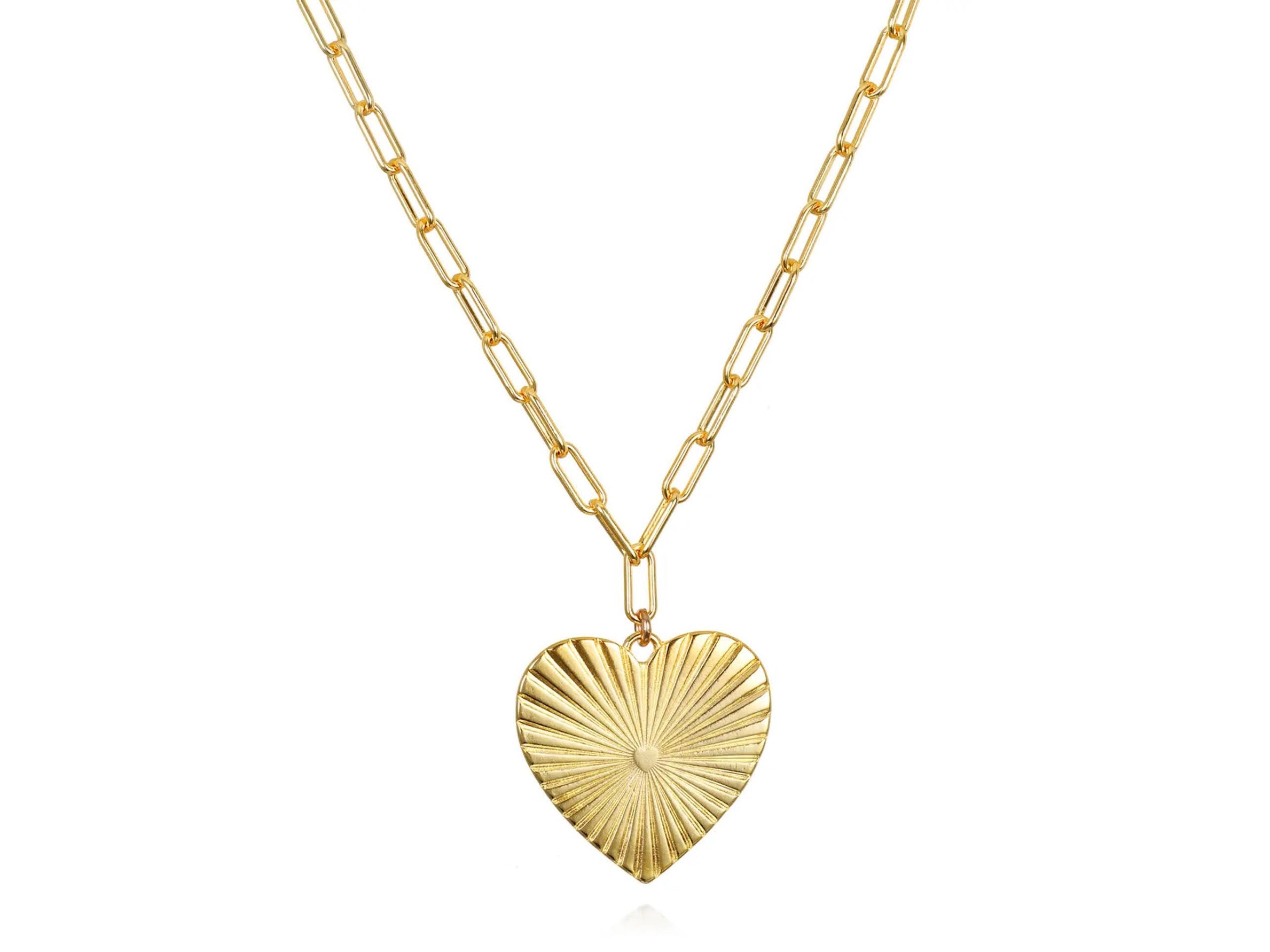 Gold Fluted Heart Necklace