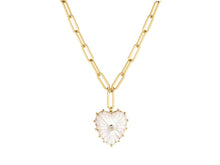 Load image into Gallery viewer, Mother of Pearl Heart Necklace with CZ

