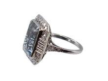 Load image into Gallery viewer, 1940s Platinum Ring with Aquamarine and Diamonds
