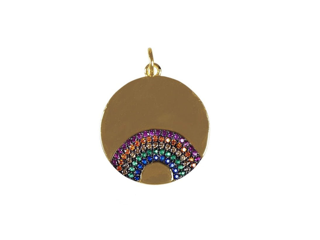 Rainbow Coin Charm with CZs